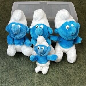 4 Vintage Smurfs Plush Stuffed Animals from 1980
